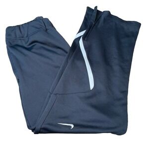 Nike dri fit jogger pants gray ankle embroidered logo zip up tie elastic waist
